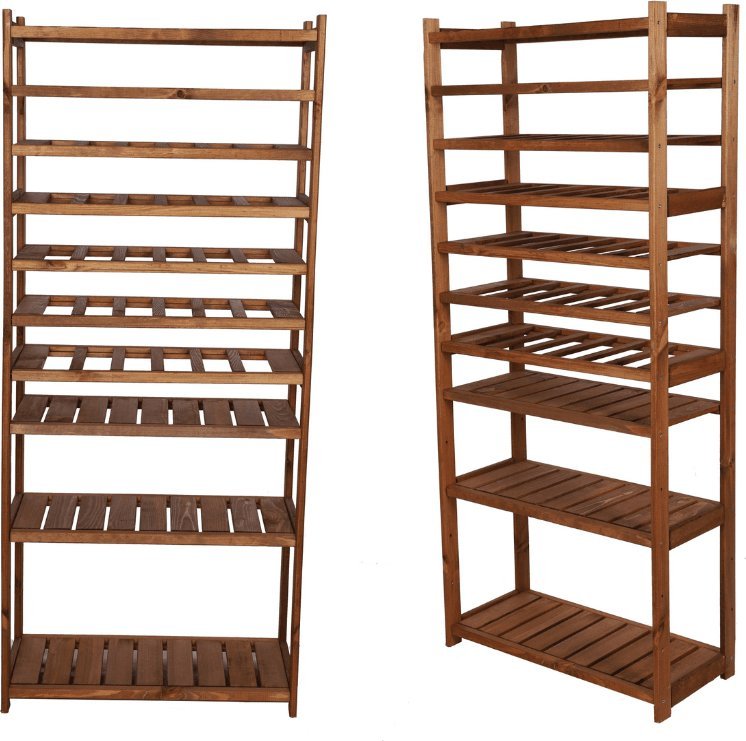 Wamar-Sosenka Regał drewniany do spiżarni LSR P4W6S0 Brązowy Półki proste 4 szt, Półki na wino 6 szt, Drewno sosnowe