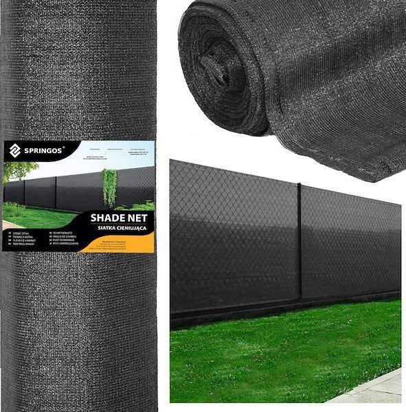 Springos Siatka cieniująca 63% osłonowa 1,5x50 m antracytowa 200 szt. opasek zaciskowych UNIWERSALNY