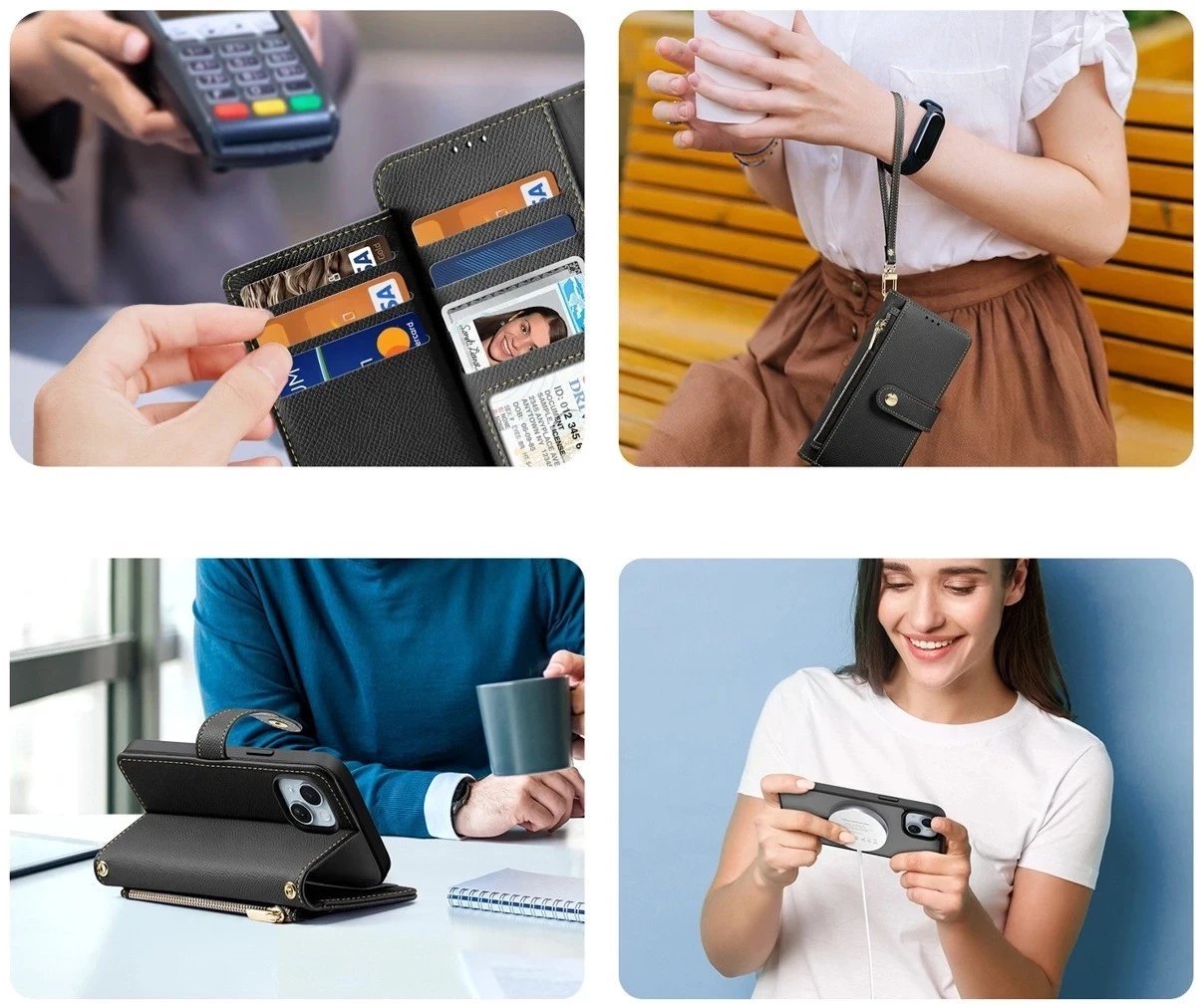 Etui do iPhone 15 Dux Ducis Lawa Skórzane Portfel MagSafe Czarne