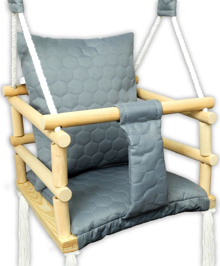 Huśtawka Elior Szara pikowana huśtawka rosnąca 3w1 - Soleo