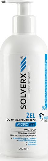 Solverx Żel do mycia i demakijażu twarzy i oczu Atopic Skin 200ml