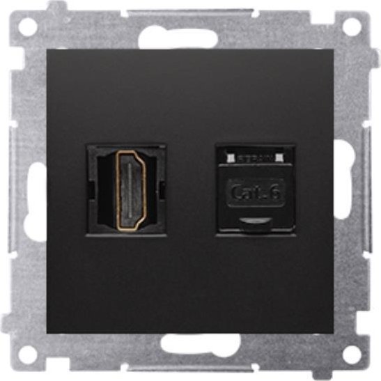 Kontakt-Simon Simon 54 Gniazdo HDMI + RJ45 kat.6. (moduł) czarny mat DGHRJ45.01/49