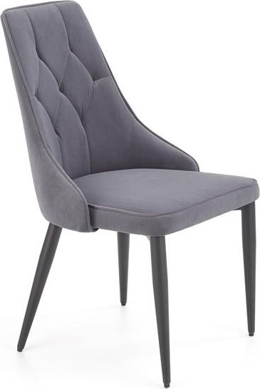 Halmar Krzesło K365 VELVET szare z metalowymi nogami do salonu HALMAR