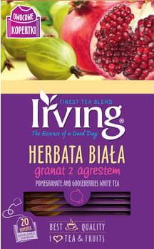 Irving HERBATA BIAŁA GRANAT Z AGRESTEM 20 KOP. IRVING ( 1,5 G X 20 TOREBEK) 54772116