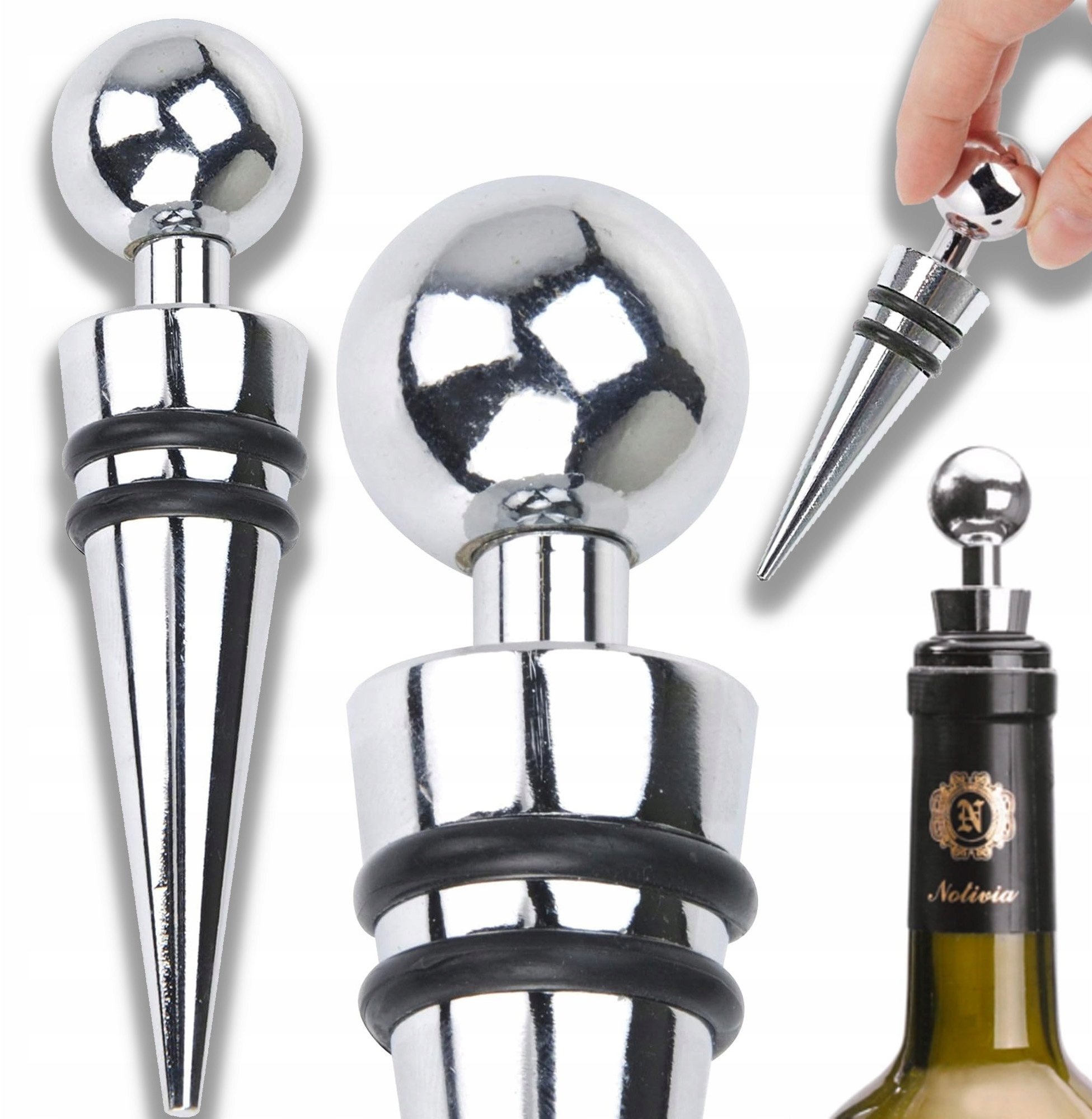 Zatyczka do butelki Przydasie #3598 9x3x3 cm srebrna