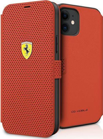 Ferrari FESPEFLBKP12SRE iPhone 12 mini 5,4" czerwony/red book On Track Perforated