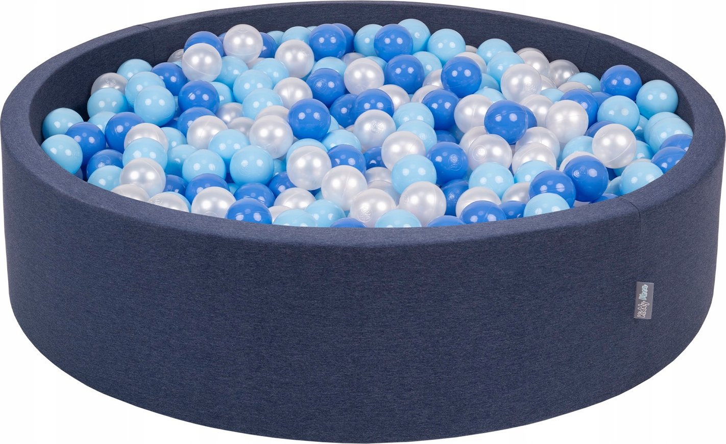 KiddyMoon Suchy basen okrągły z piłeczkami 7cm 120x30 granatowy: babyblue-niebieski-perła 120x30/200piłek Zabawka basen piankowy