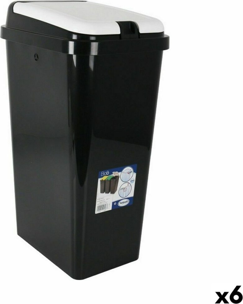 Tontarelli Kosz na Śmieci Tontarelli Bido Czarny Prostokątny 38 x 29 x 65 cm (6 Sztuk)