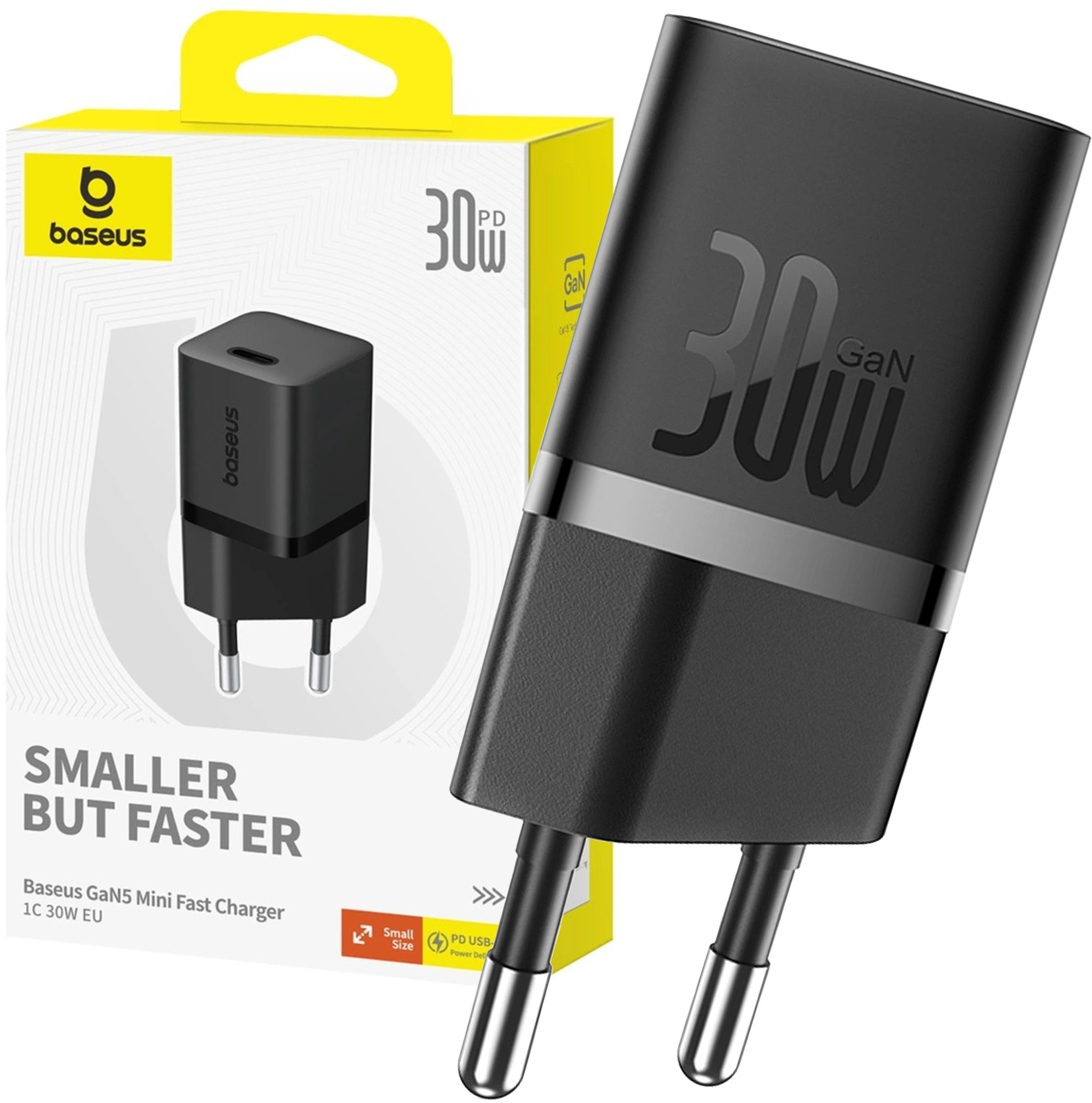 Ładowarka sieciowa Baseus GaN5 30W USB-C EU - czarna