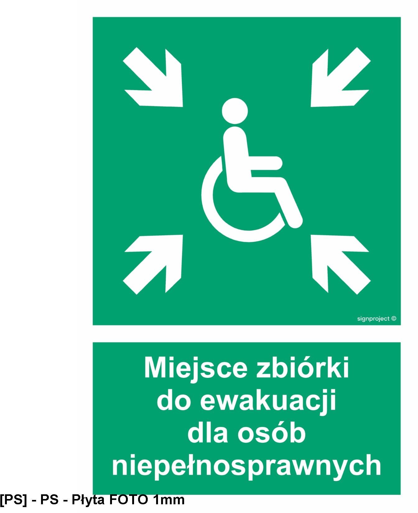 AF024 - Miejsce zbiórki do ewakuacji dla niepełnosprawnych 500x750