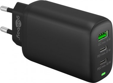 Ładowarka Goobay Wieloportowa szybka ładowarka USB-C PD 3-portowa (65 W) czarny