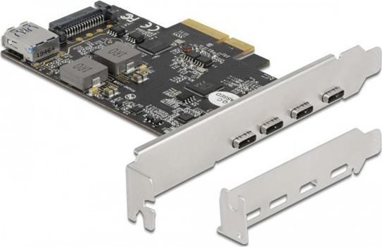 Kontroler Delock DeLOCK PCI Express x4 card for 4 x USB Type-C + 1 x USB Type-A - SuperSpeed ??USB 10 Gbps - low profile form factor, USB controller 9