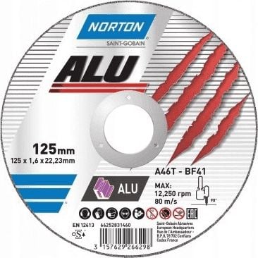 Norton Clipper tarcza Vulcan do aluminium 125mm x 1.6mm x 22.2mm T41 A46Q (66252828234)