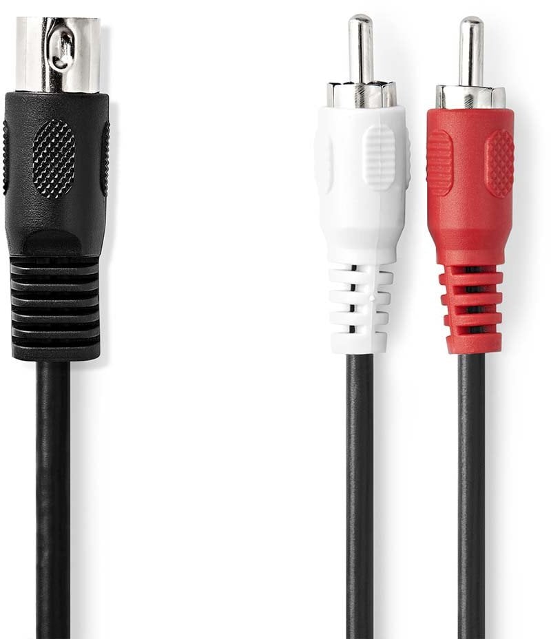 Kabel Nedis Nedis CAGL20200BK10 kabel audio 1 m DIN (5-pin) 2 x RCA Czarny