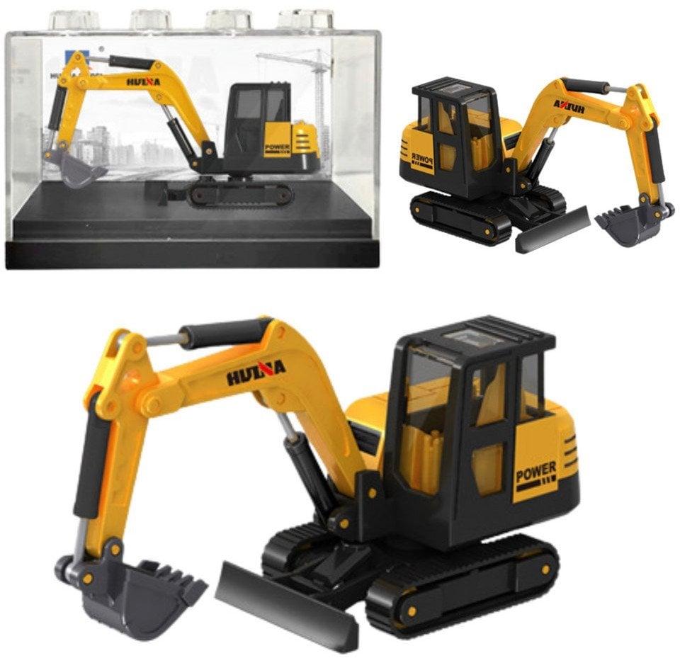 Koparka Gąsienicowa Metalowa Model Kolekcjonerski Huina Żółta1:80