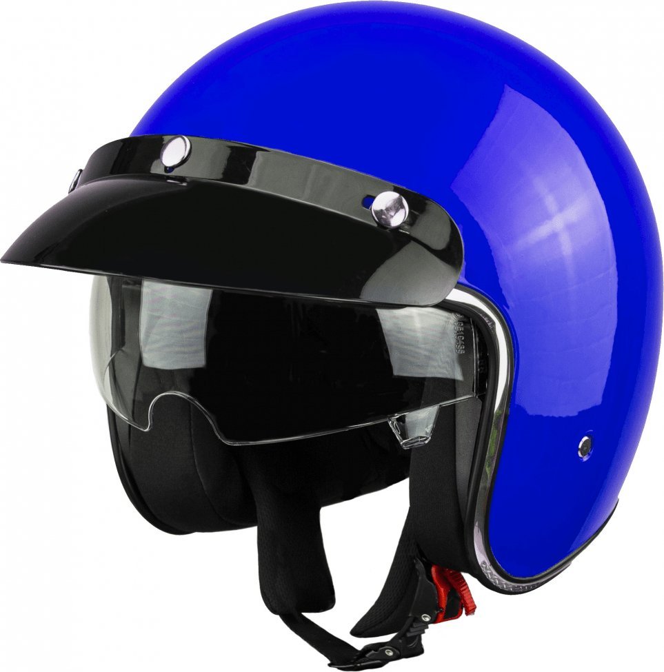 Bili Bike Kask na skuter motocyklowy otwarty z daszkiem BB 588 -przyciemniona blenda M niebieski