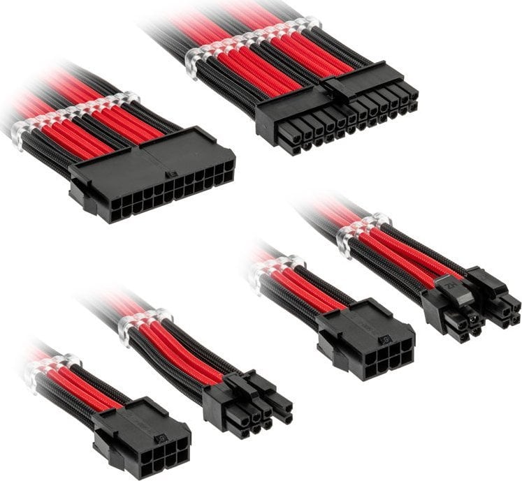 Kolink Kolink Core Standard Braided Cable Extension Kit - Jet Black/Racing Red