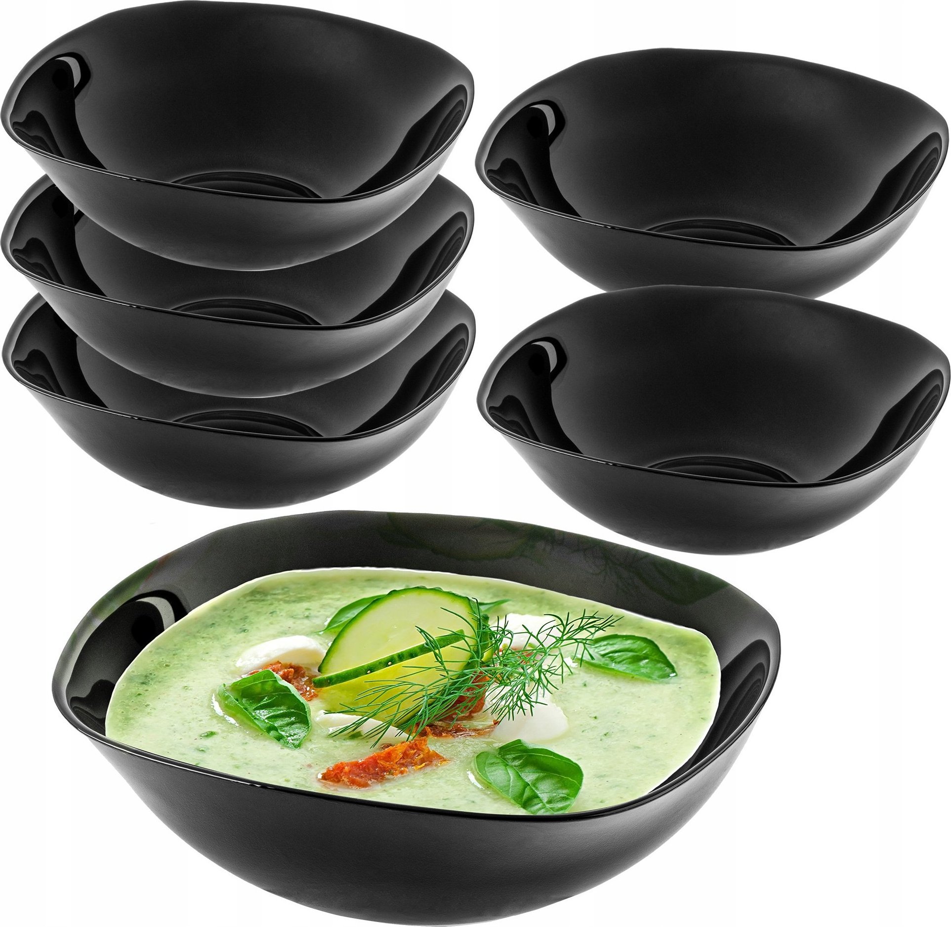 Kadax Salaterka Miska Szklana 19cm Do Zupy Czarna 6szt