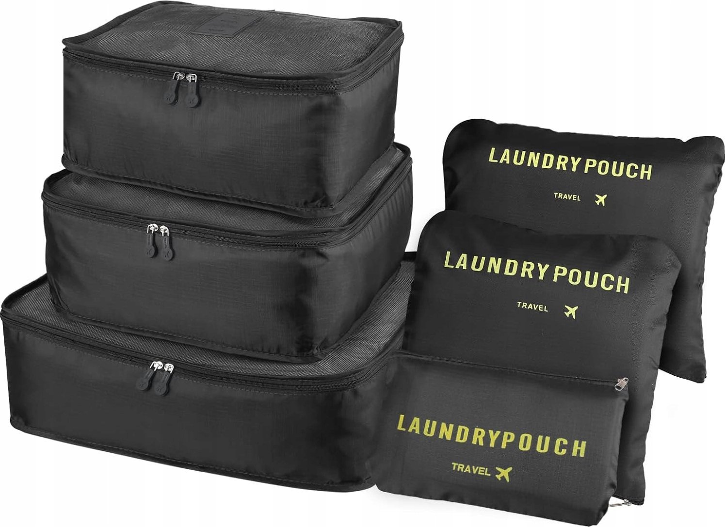 Korbi ORGANIZER PODRÓŻNY WALIZKI TORBY UBRANIA BUTY ZESTAW SASZETKI 6szt CZARNY