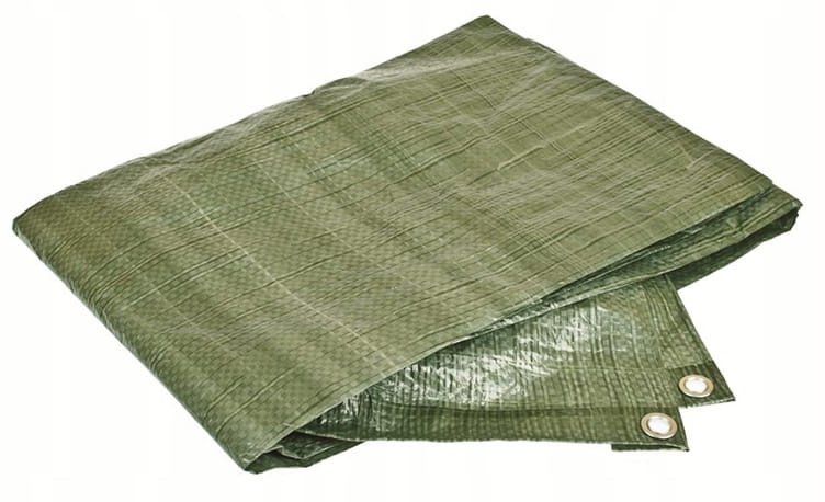 Zielona plandeka dwuwarstwowa 5x6 m z aluminiowymi oczkami 12 mm