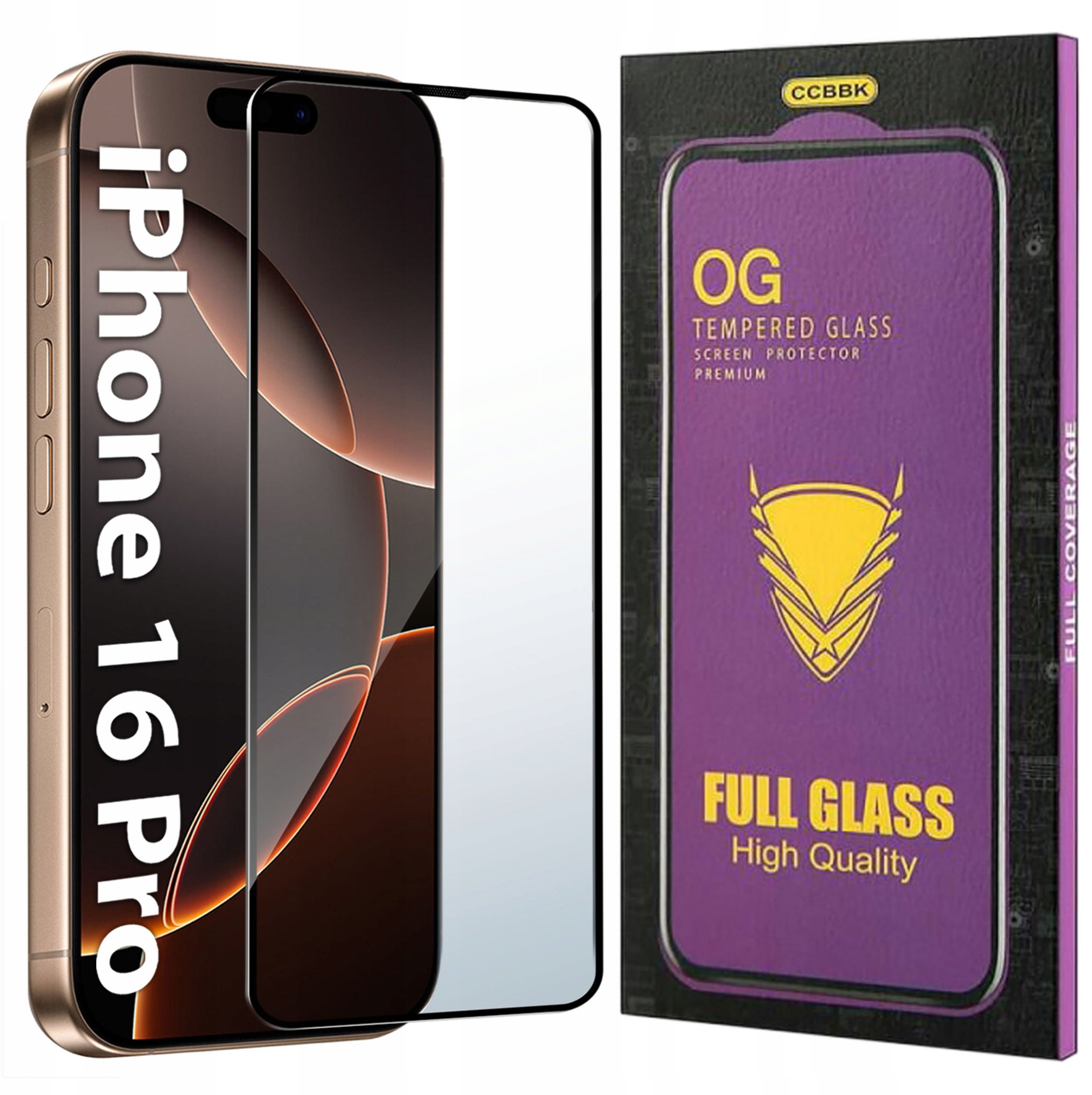 Szkło HARTOWANE 5D do iPhone 16 Pro OG PREMIUM CAŁY EKRAN PEŁNE