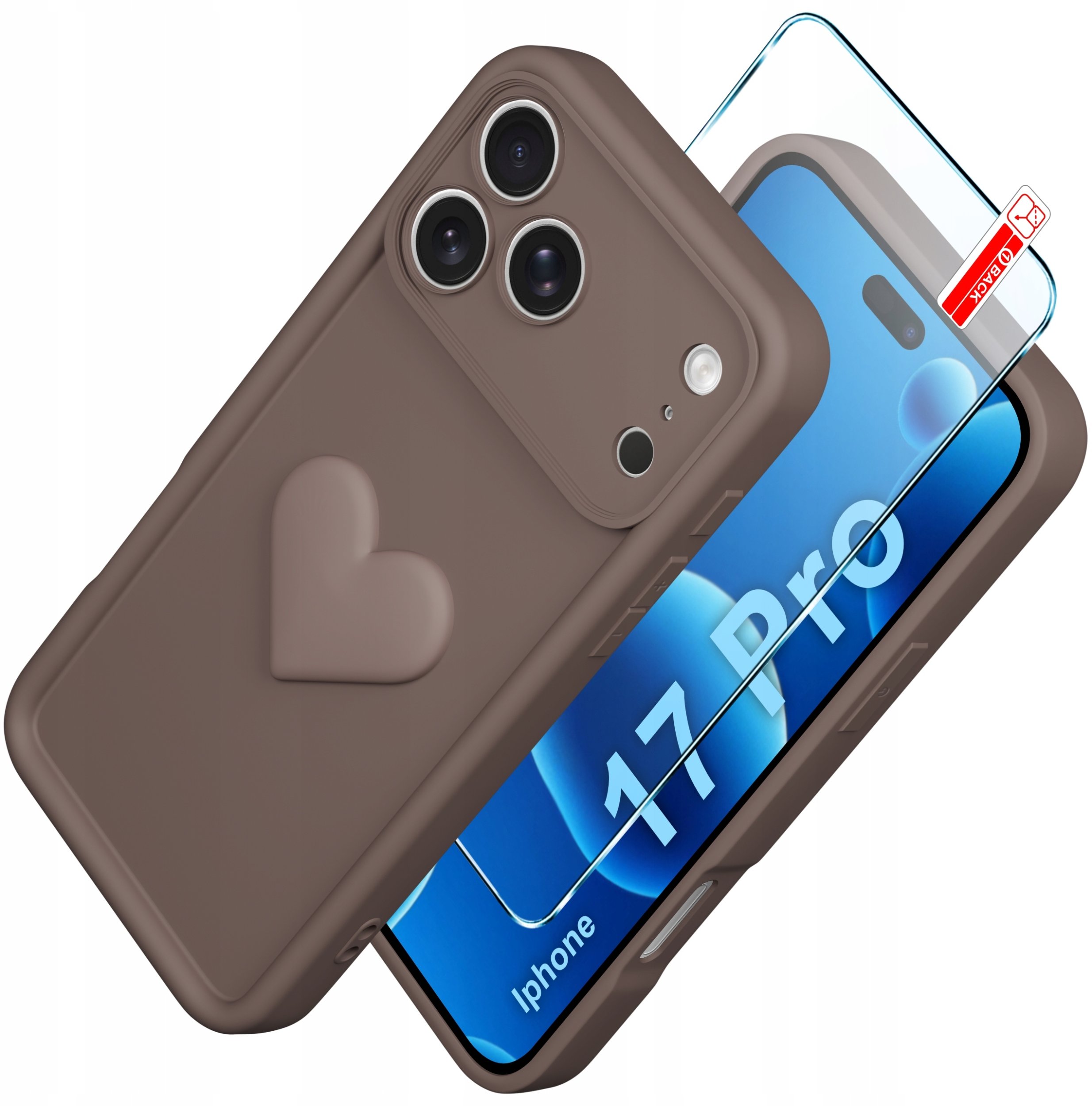 Etui do iPhone 17 Pro CASE silikonowe MATOWE serce + Szkło ochronne 9H