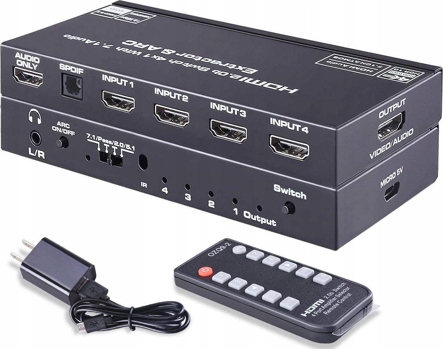 Pawonik Przełącznik HDMI 2.0 z ekstraktorem audio 7.1