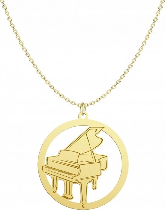Radziszewska Jewellery Naszyjnik Złoty Fortepian 925 Łańcuszek z Fortepianem GRAWER GRATIS