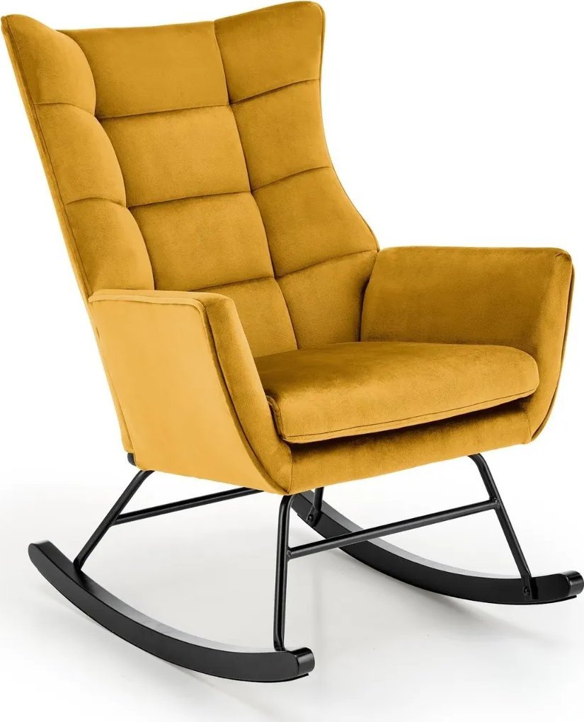 Fotel bujany BAZALTO VELVET musztardowy HALMAR