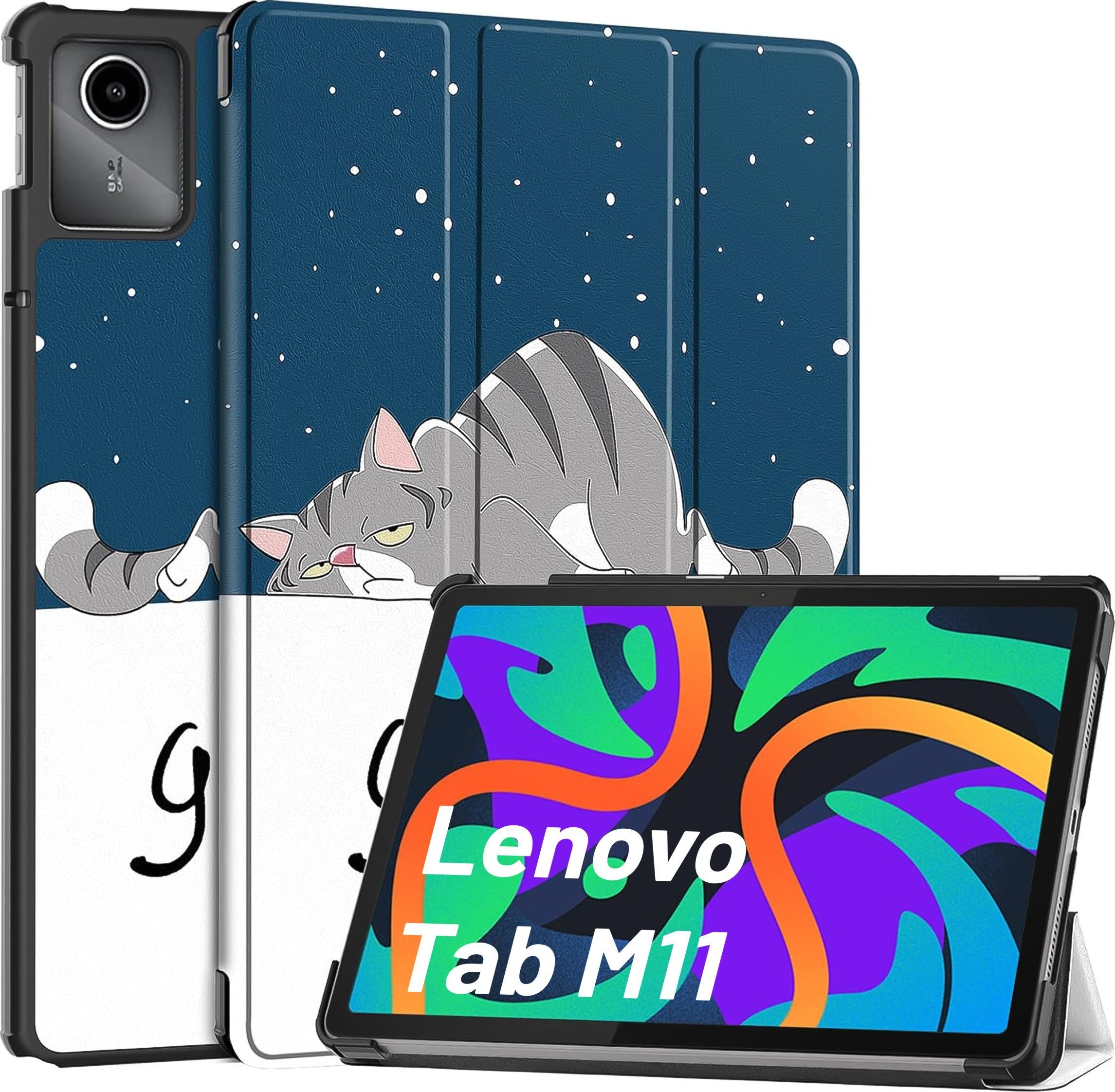 Etui na tablet Alogy Etui do Lenovo Tab M11 10.95" TB330FU / TB330XU / TB331FC obudowa na tablet Case Book Cover Sleeping Cat