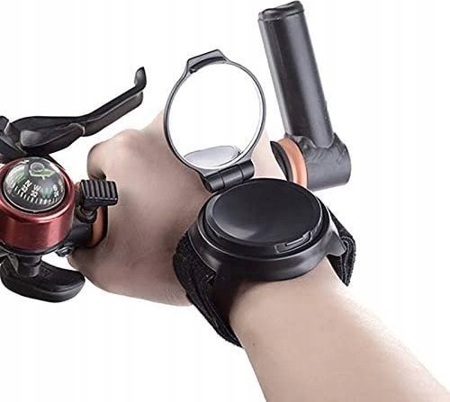 Korbi LUSTERKO NA RĘKĘ OBROTOWE KOLARKA CZARNE OPASKA