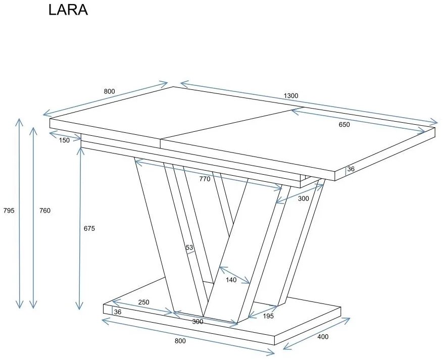 Stół rozkładany LARA 130(210)x80 biały połysk ENDO