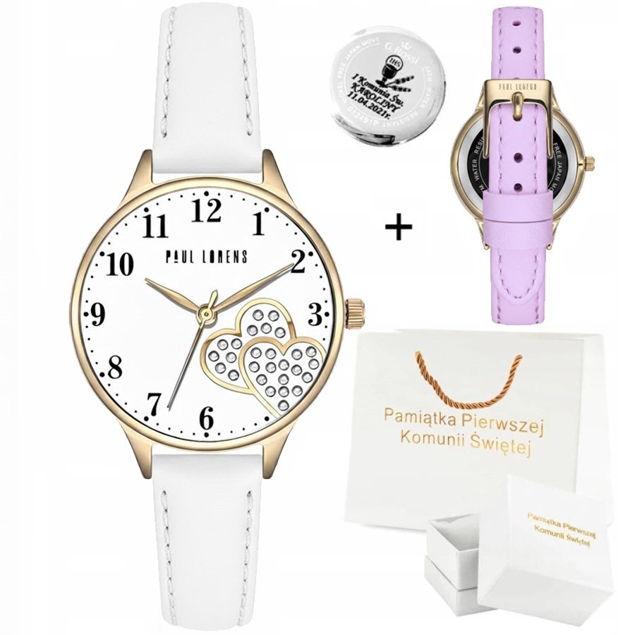 Zegarek dziecięcy Paul Lorens MILA - komunia + fioletowy pasek