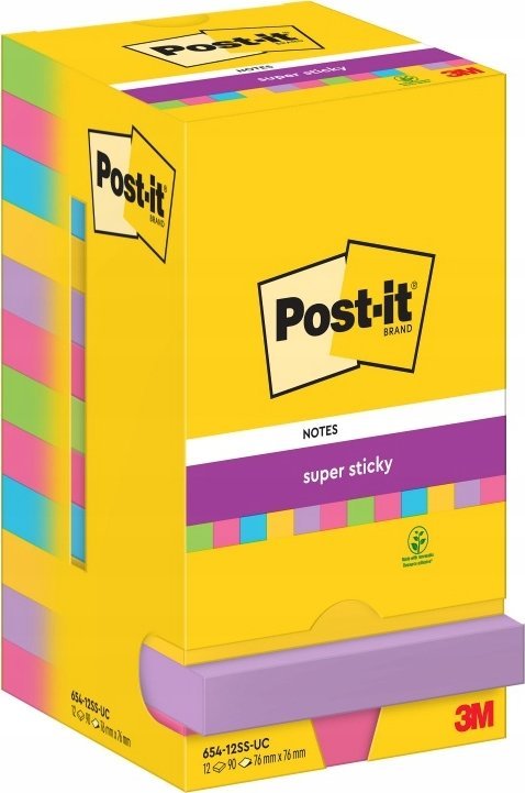 Post-it Karteczki Post-it Super Sticky 76x76mm (654-12SS-UC) (12x90)