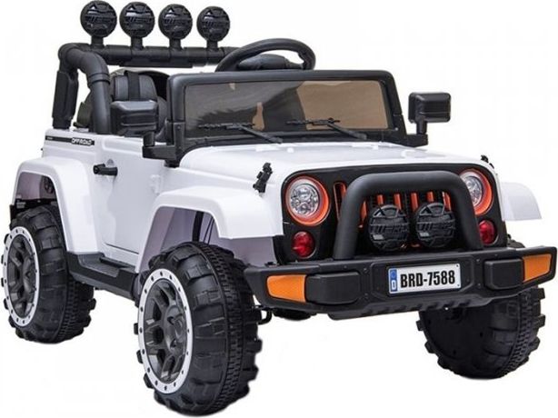 Super-Toys MEGA JEEP FULLTIME, NAPĘD 4X4, 1X12V ,WOLNY START/ MIĘKKIE KOŁA, FUNKCJA BUJANIAEXCLUSIVE/7588