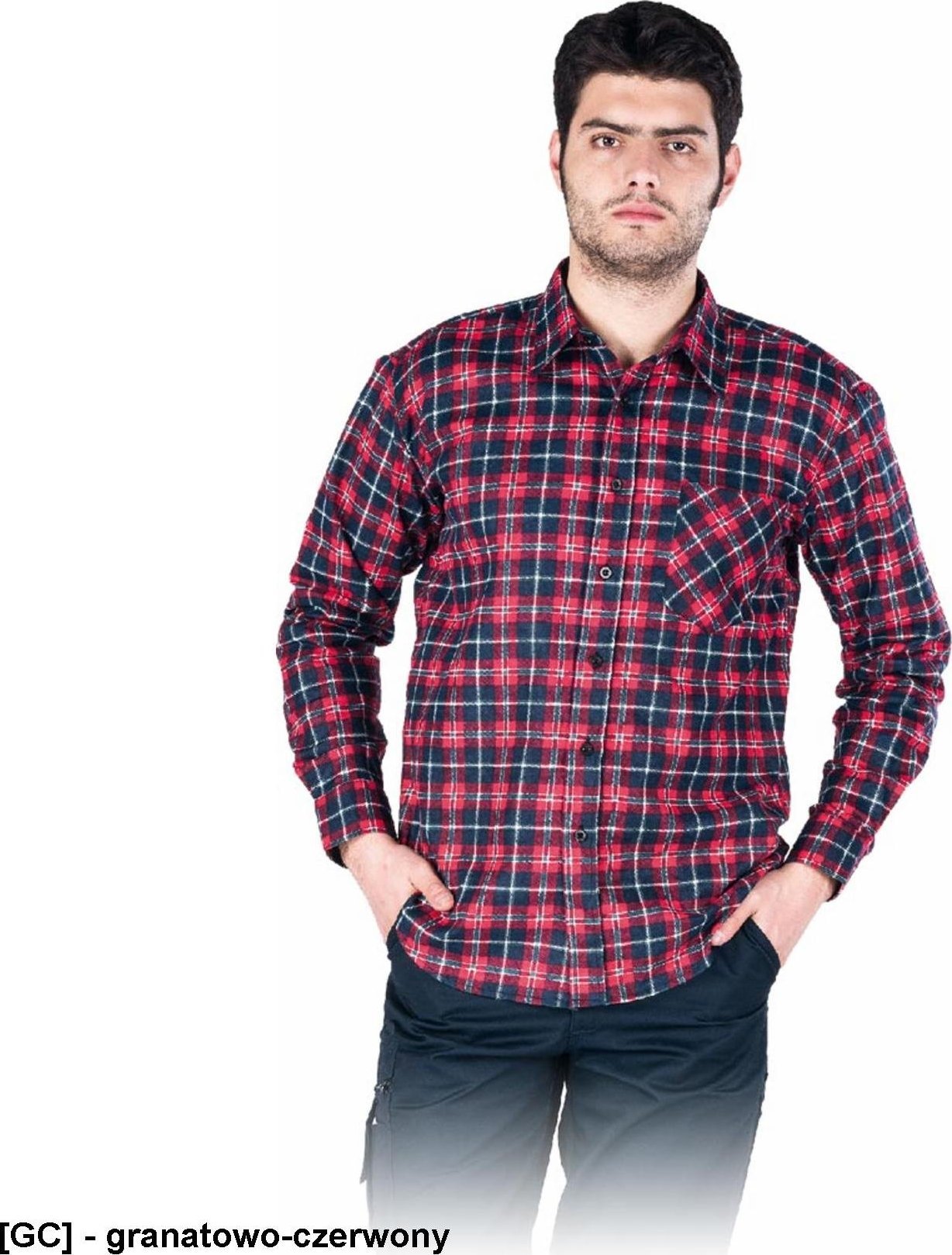 R.E.I.S. KF - koszula flanelowa ochronna - granatowo-czerwony 2XL