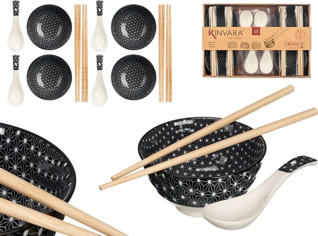 Kinvara Zestaw do sushi HAPPLO, miseczka, łyżka i pałeczki x 4