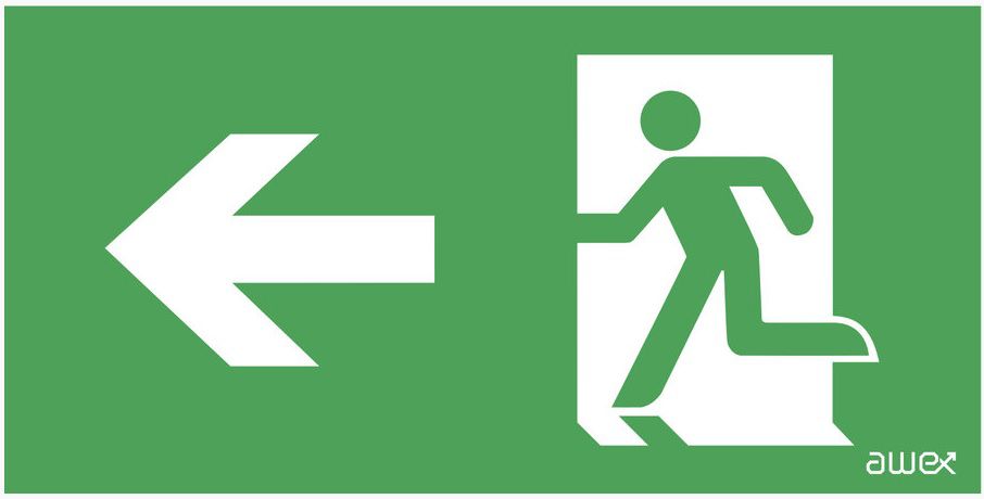 AWEX Piktogram Strzałka lewo człowiek w drzwiach 125 x 250mm (PS24)
