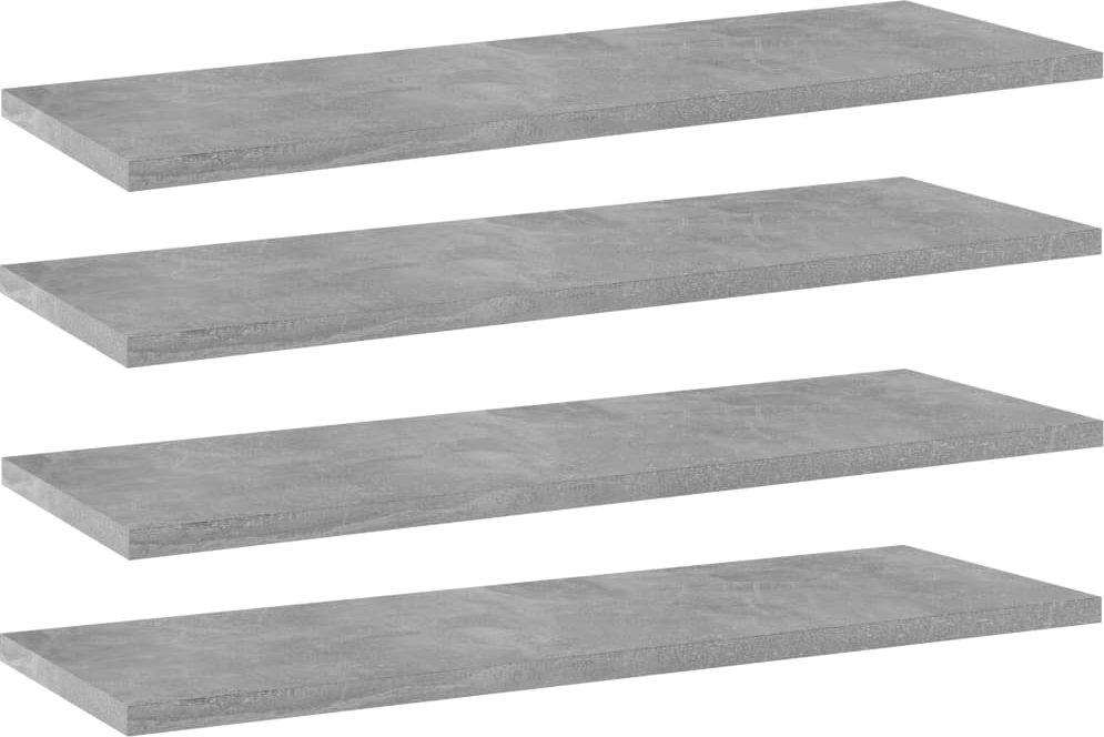 vidaXL Półki na książki, 4 szt., szarość betonu, 60x20x1,5 cm, płyta
