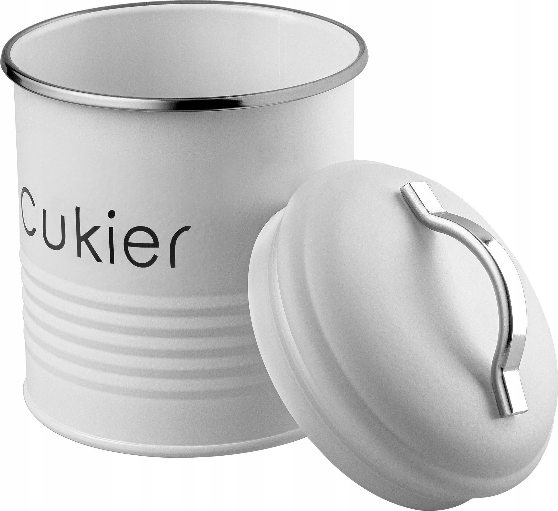 Kadax Pojemnik Na Cukier Przyprawy Okrągły Stalowy Biały