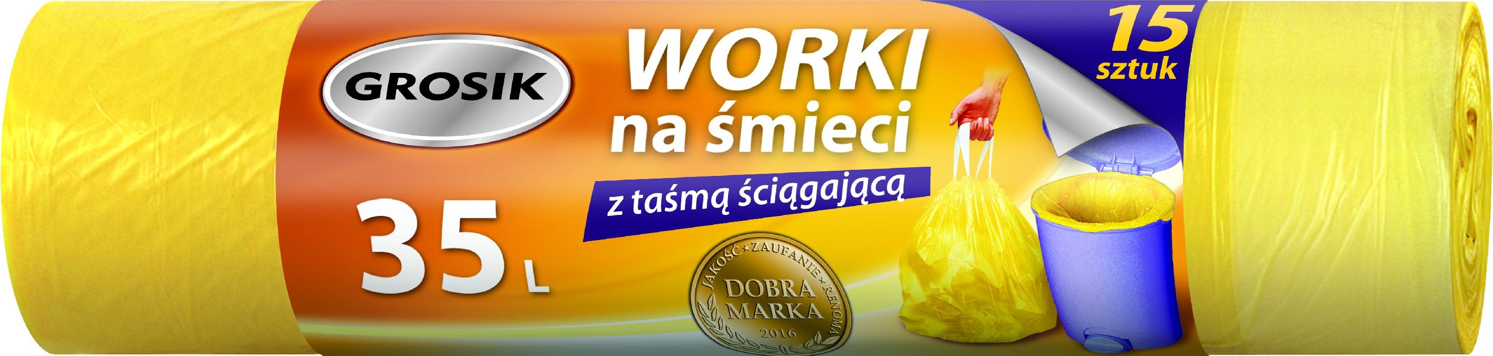 JAN Niezbędny Sarantis Jan Niezbędny Grosik Worki na śmieci z taśmą 35L 1op-15szt