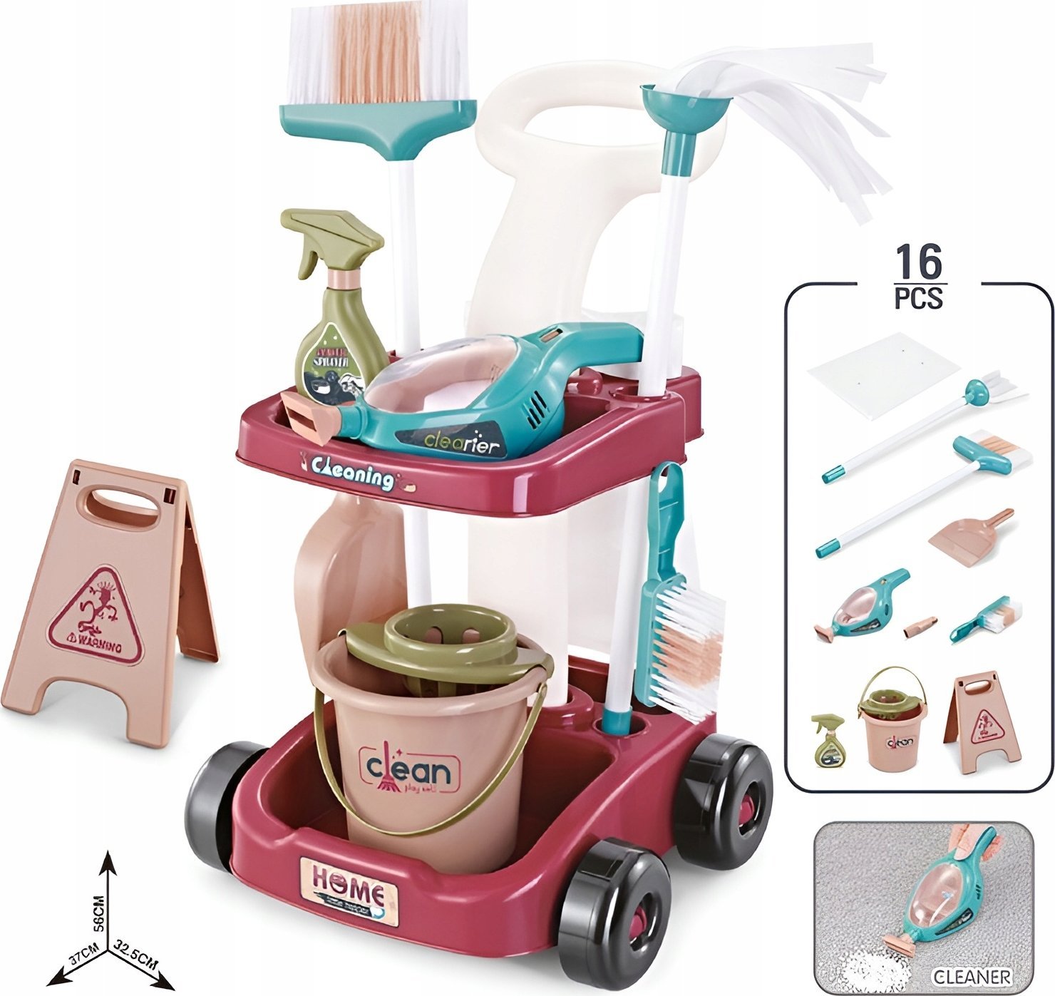 Zestaw wÃ³zek do sprzÄtania 16 elementÃ³w