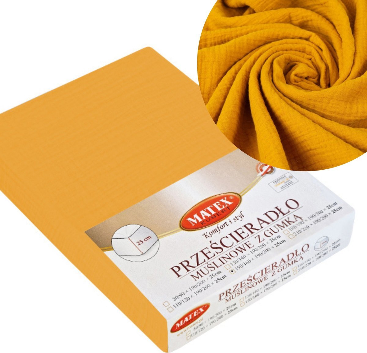 Matex Prześcieradło 160 x 200 z Gumką Matex MUSLIN 06