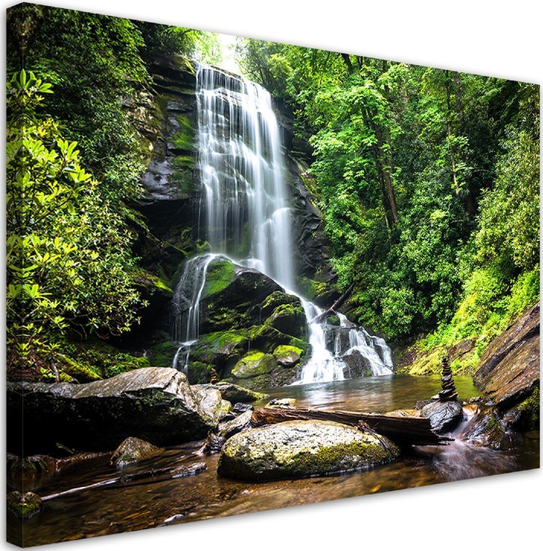 Feeby Obraz na płótnie, Wodospad w zielonym lesie - 90x60