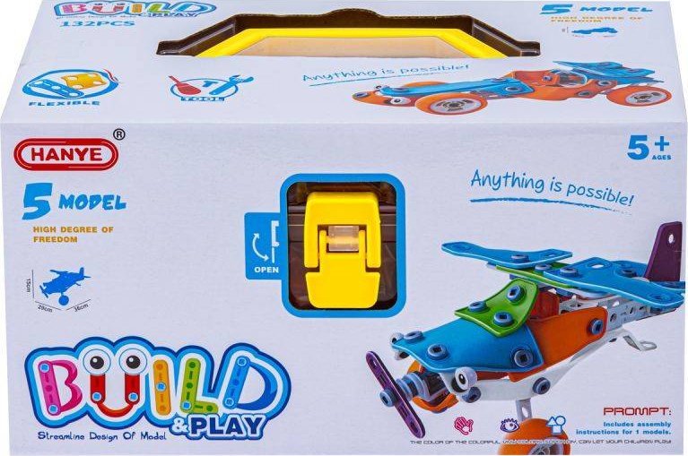 Klocki Elastyczne Konstrukcyjne 5w1 132 El., Maszyny, Pojazdy, Auto, Samochód, Samolot, Skuter Do Rozkręcania I Skręcania