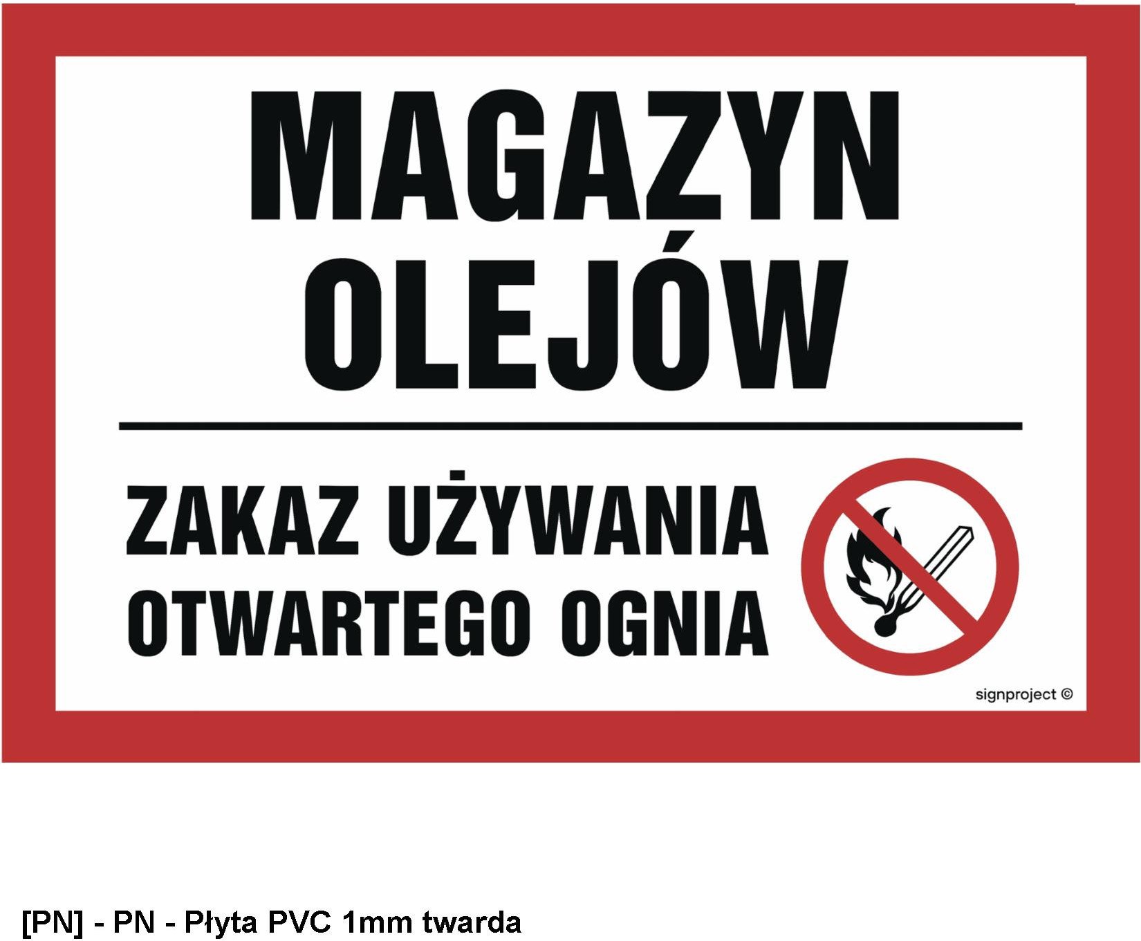 NC065 - Magazyn olejów. Zakaz używania otwartego ognia 750x500