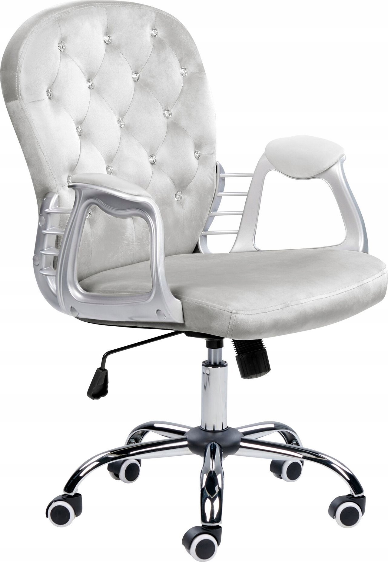 Krzesło biurowe Beliani Krzesło biurowe regulowane welurowe różowe z kryształkami PRINCESS