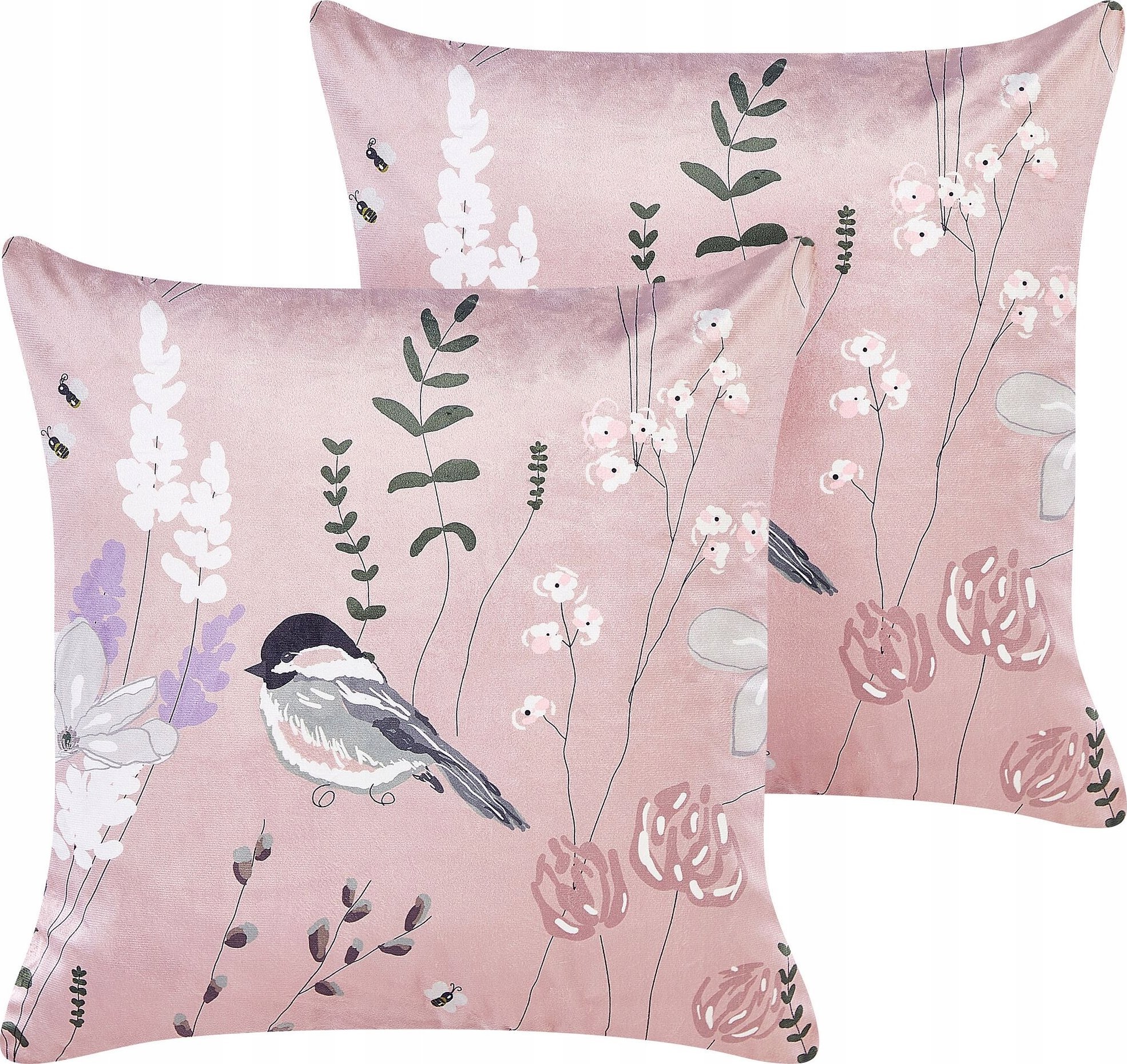 Beliani Zestaw 2 poduszek Welur Pastelowy róż CYCLAMEN