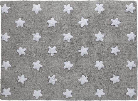 Lorena Canals Lorena Canals Dywan bawełniany Grey Stars White 120 x 160 cm