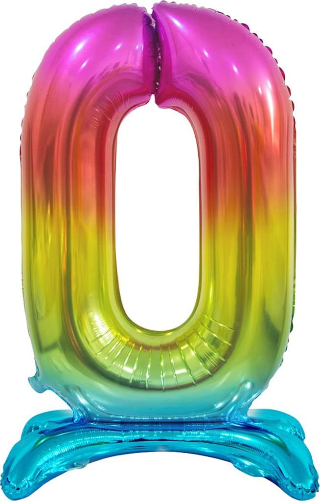 GoDan Balon foliowy stojący cyfra 0 tęczowa - 74 cm uniwersalny